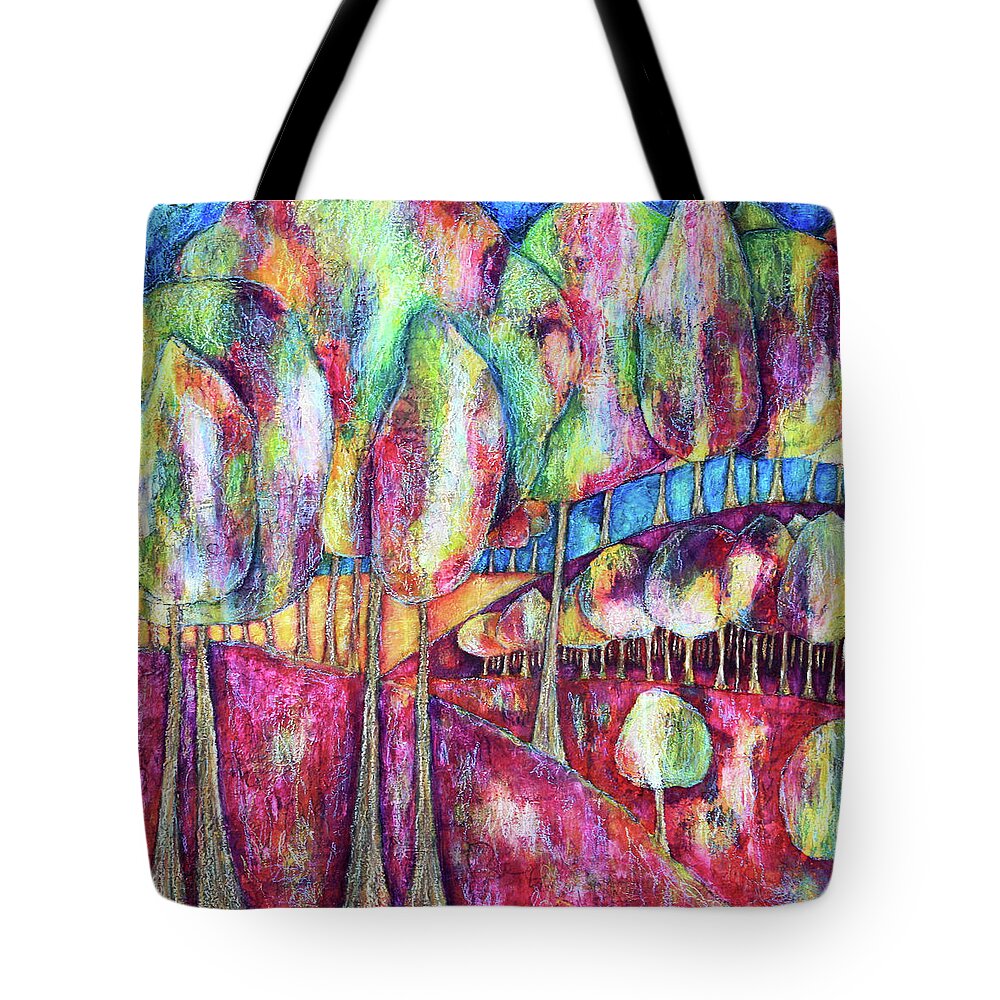 Landscape Tote Bag featuring the painting The Forests of Lunaria by Sunshyne Joyful