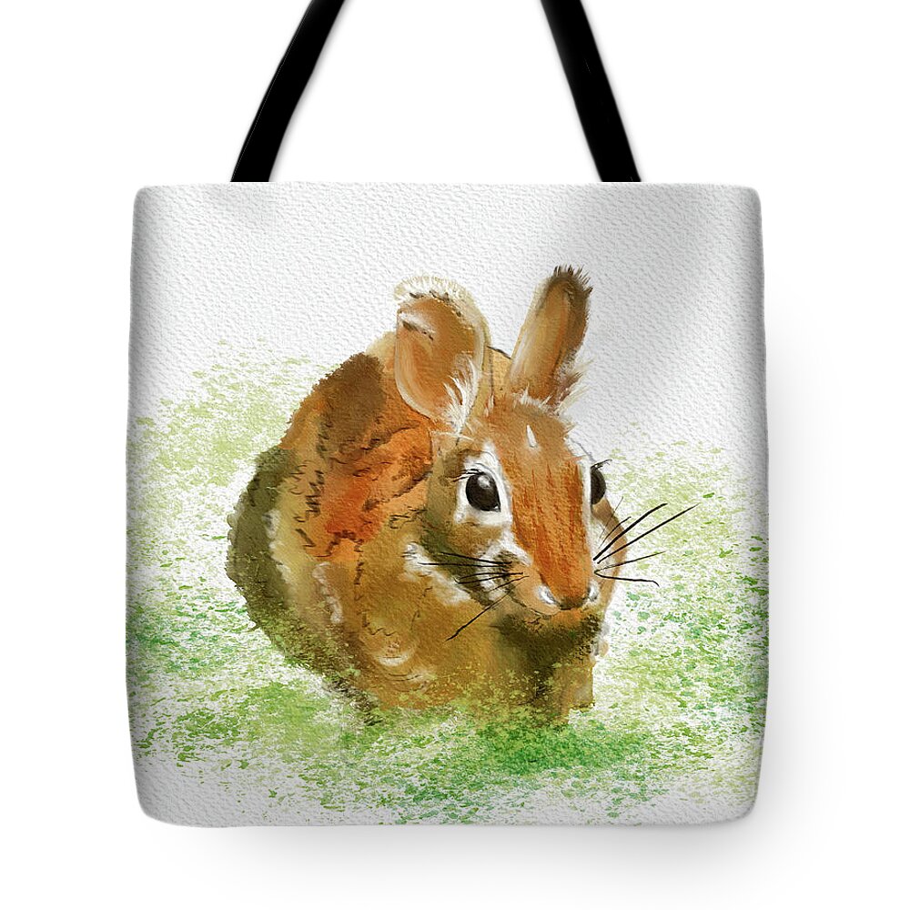 Bunny Tote Bag featuring the digital art The Gardener by Lois Bryan
