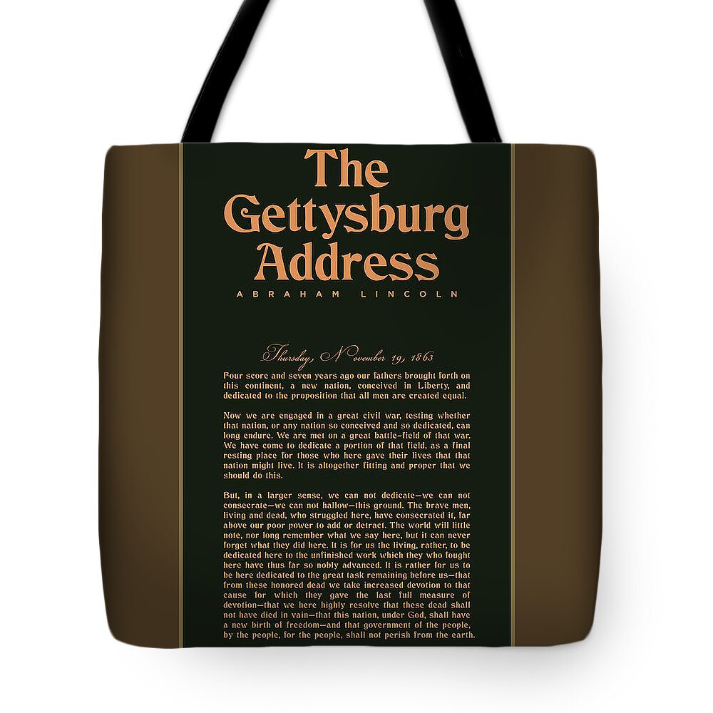 Gettysburg Address Tote Bag featuring the digital art The Gettysburg Address Print - Abraham Lincoln Speech - American History Poster 02 by Studio Grafiikka
