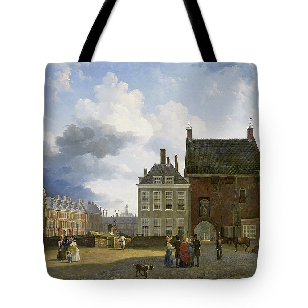 Pieter Daniel Van Der Burgh Tote Bag featuring the painting The Gevangenpoort and the Plaats, The Hague by Pieter Daniel van der Burgh