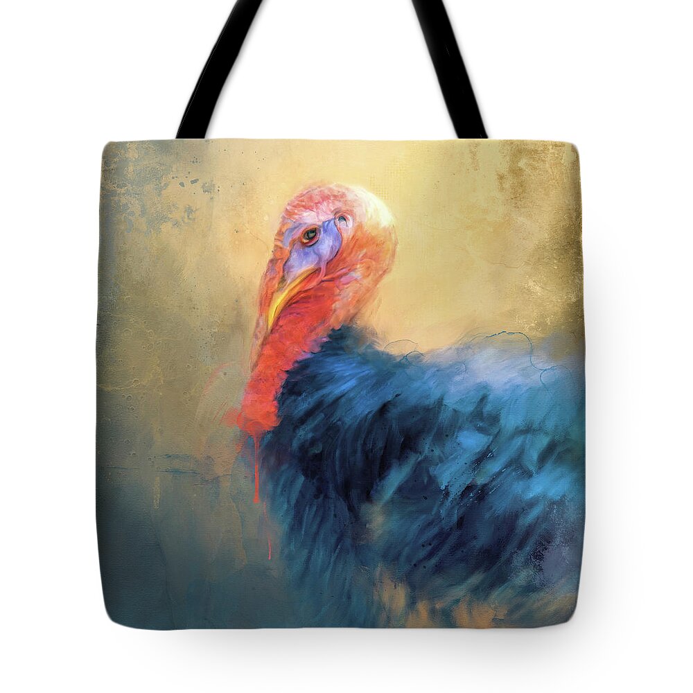 Turkey Tote Bag featuring the painting The Gobbler by Jai Johnson