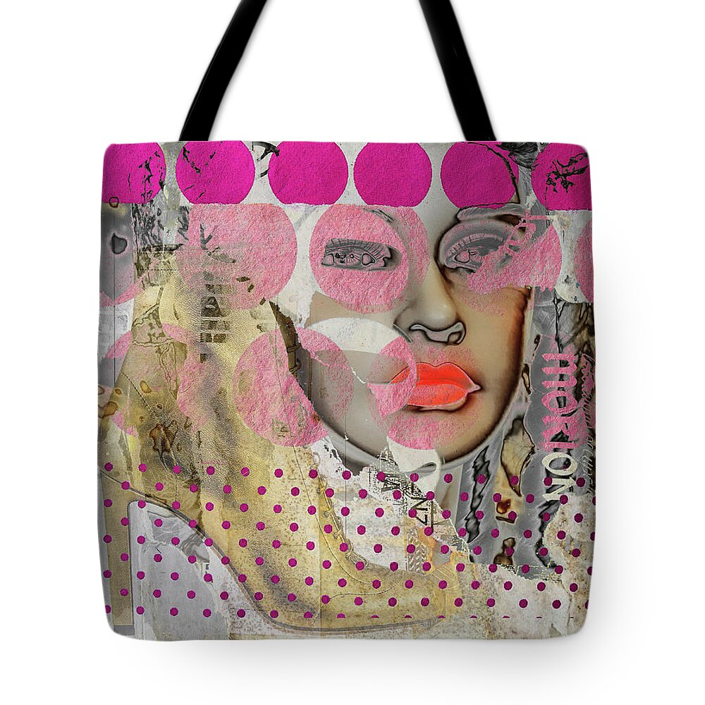 Digitalart. Modernart Tote Bag featuring the digital art The golden boot and red lips by Gabi Hampe