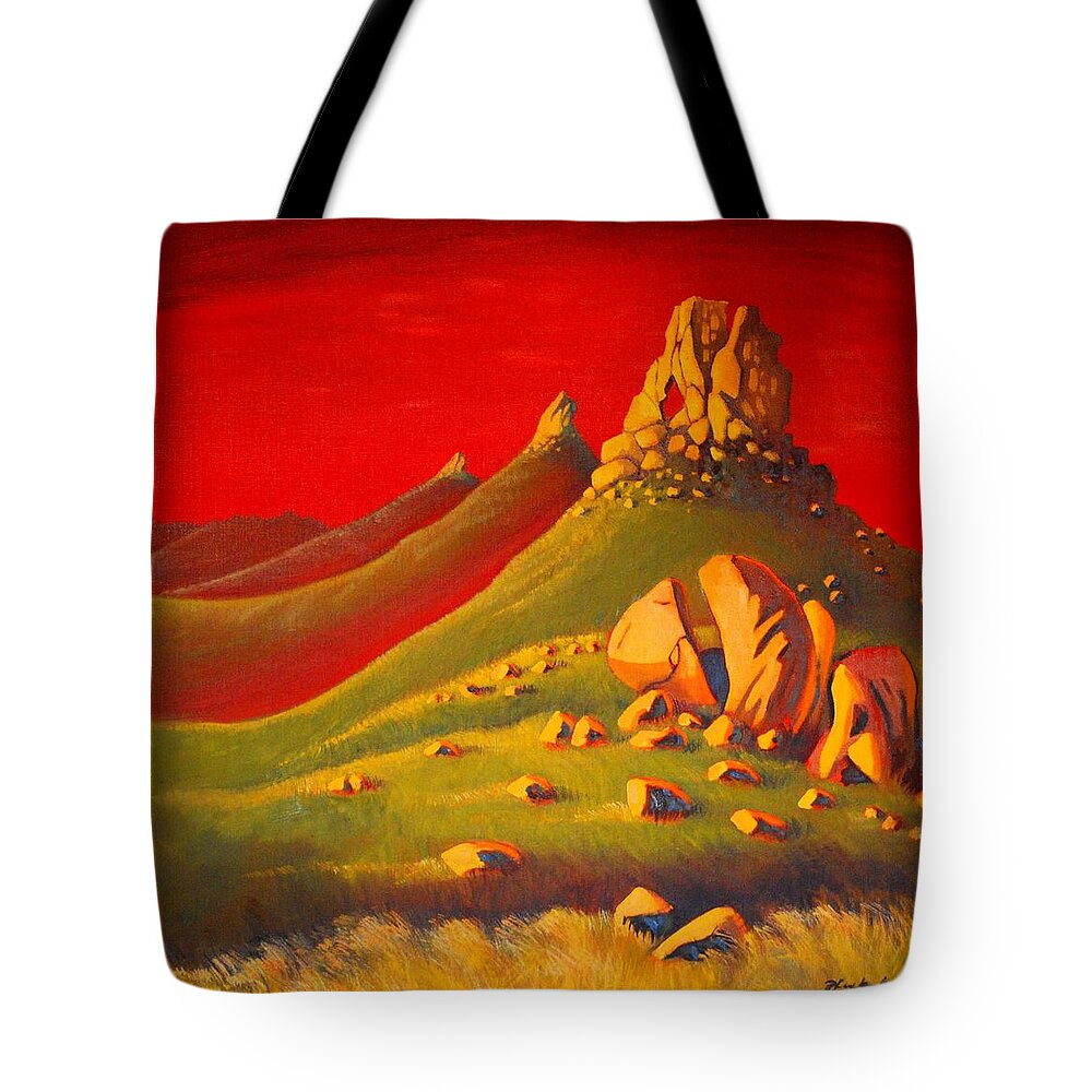 Red Tote Bag featuring the painting The Good Side by Franci Hepburn