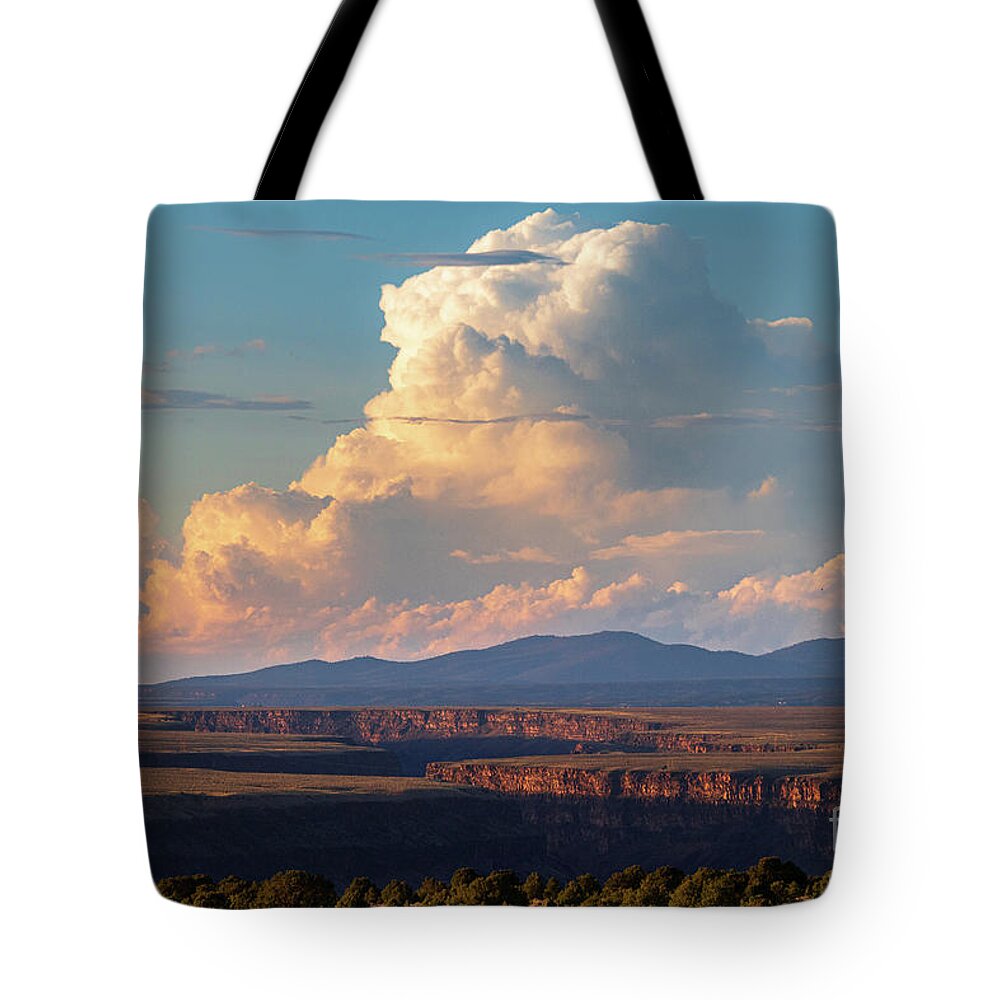 Taos Tote Bag featuring the photograph The Gorge with Cumulonimbus Clouds by Elijah Rael