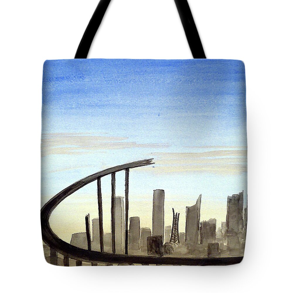 Post Apocalyptic Tote Bag featuring the painting The great Clockspring is Broken by Rohvannyn Shaw