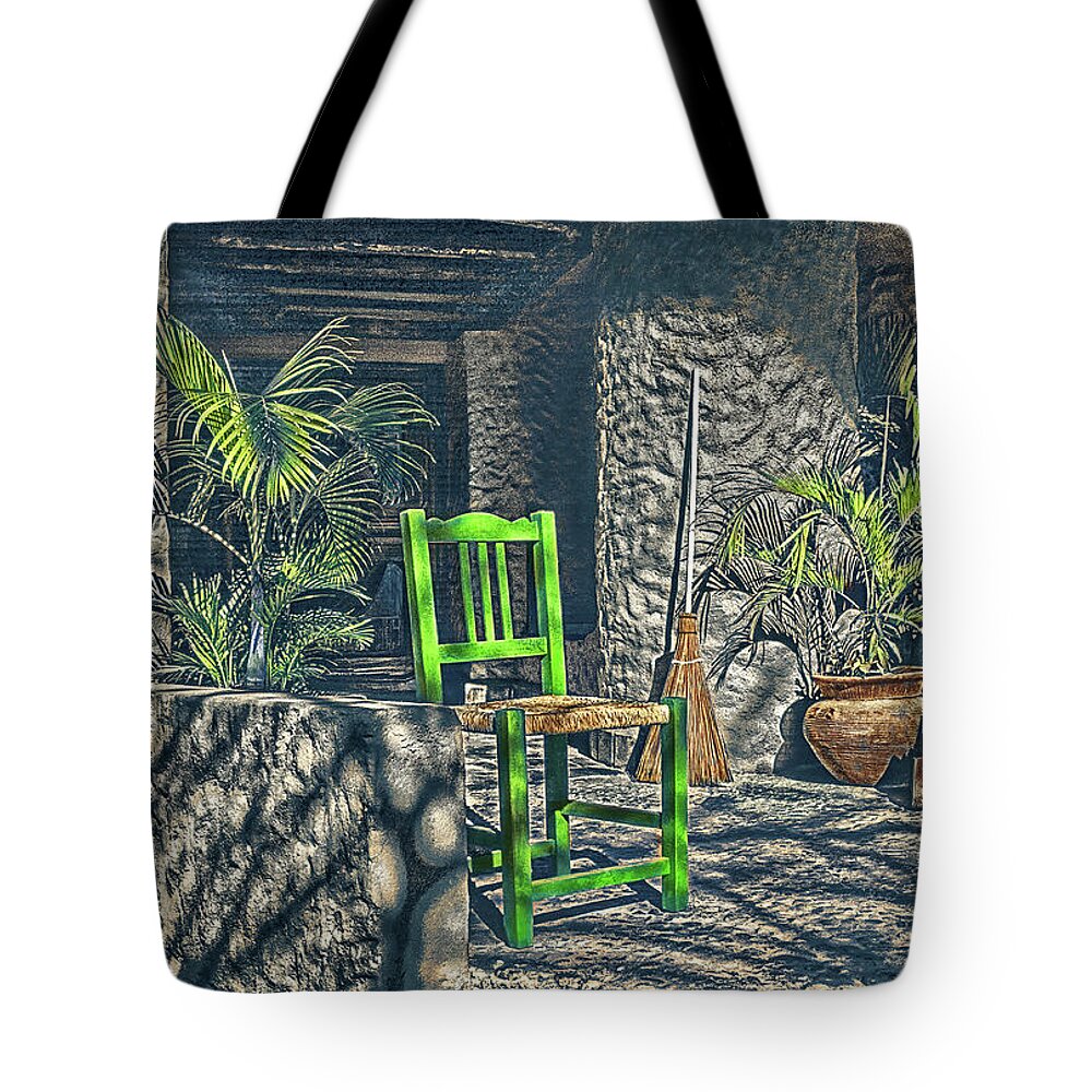 Green Tote Bag featuring the photograph The Green Chair, Mexico by Don Schimmel