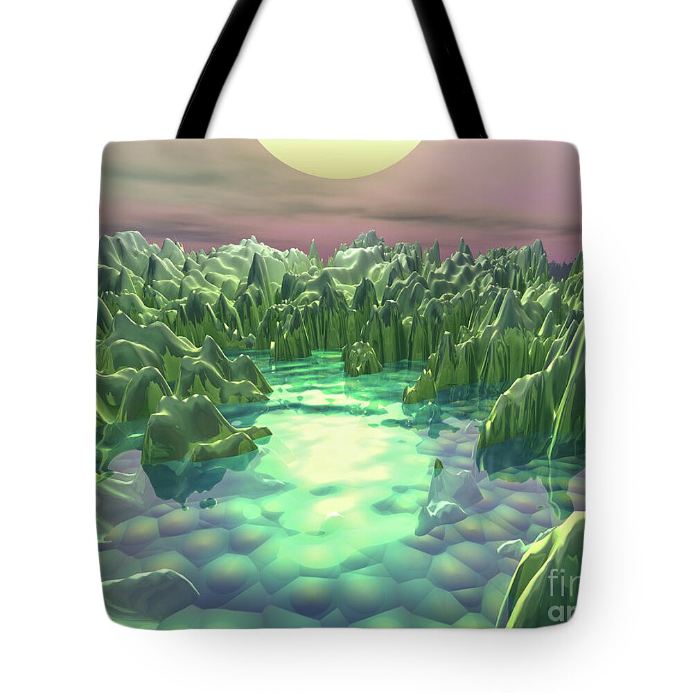 Macro Tote Bag featuring the digital art The Green Planet by Phil Perkins