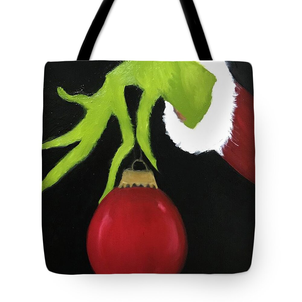 Original Art Work Tote Bag featuring the painting The Grinch Who Stole Christmas by Theresa Honeycheck