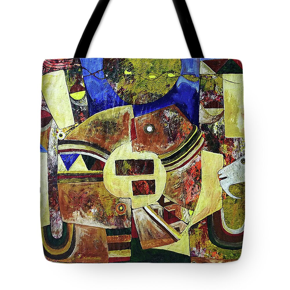 African Tote Bag featuring the painting The Guilty Are Afraid by Speelman Mahlangu 1958-2004