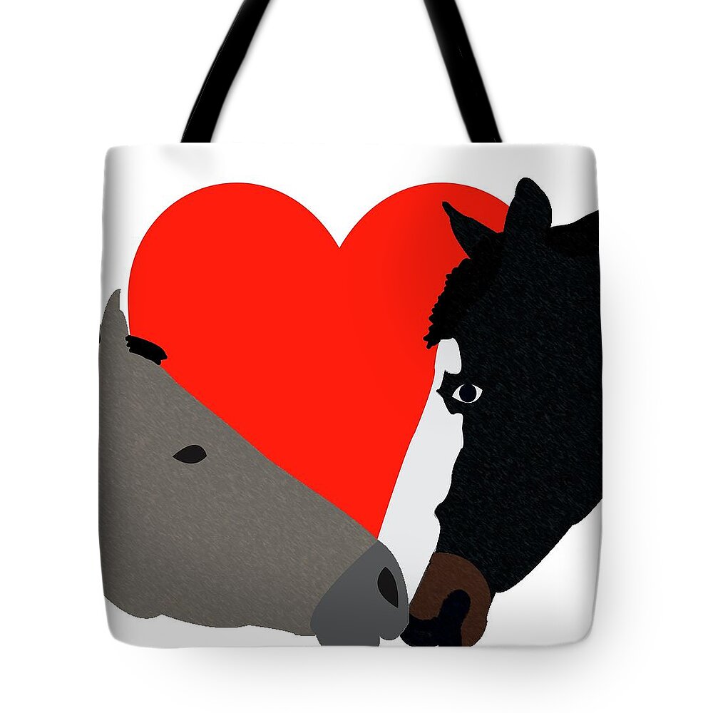 Horse Tote Bag featuring the digital art The Heart of Horses by Caroline Elgin