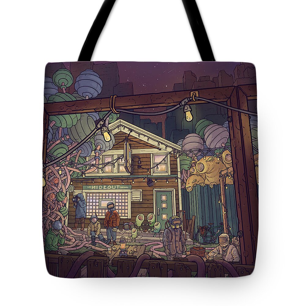 Chicago Tote Bag featuring the digital art The Hideout by EvanArt - Evan Miller
