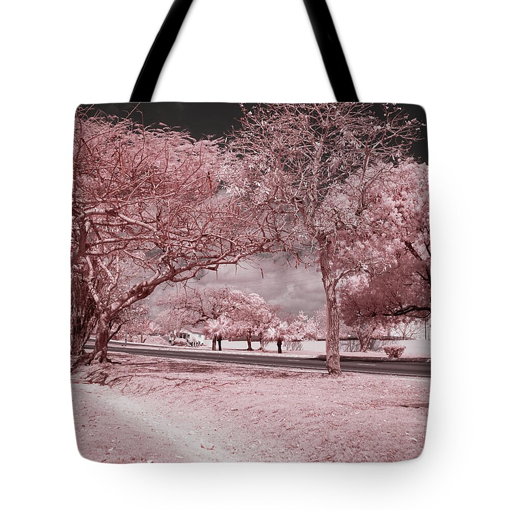 Infrared Photography Tote Bag featuring the photograph The Highway and The Byway by Gian Smith