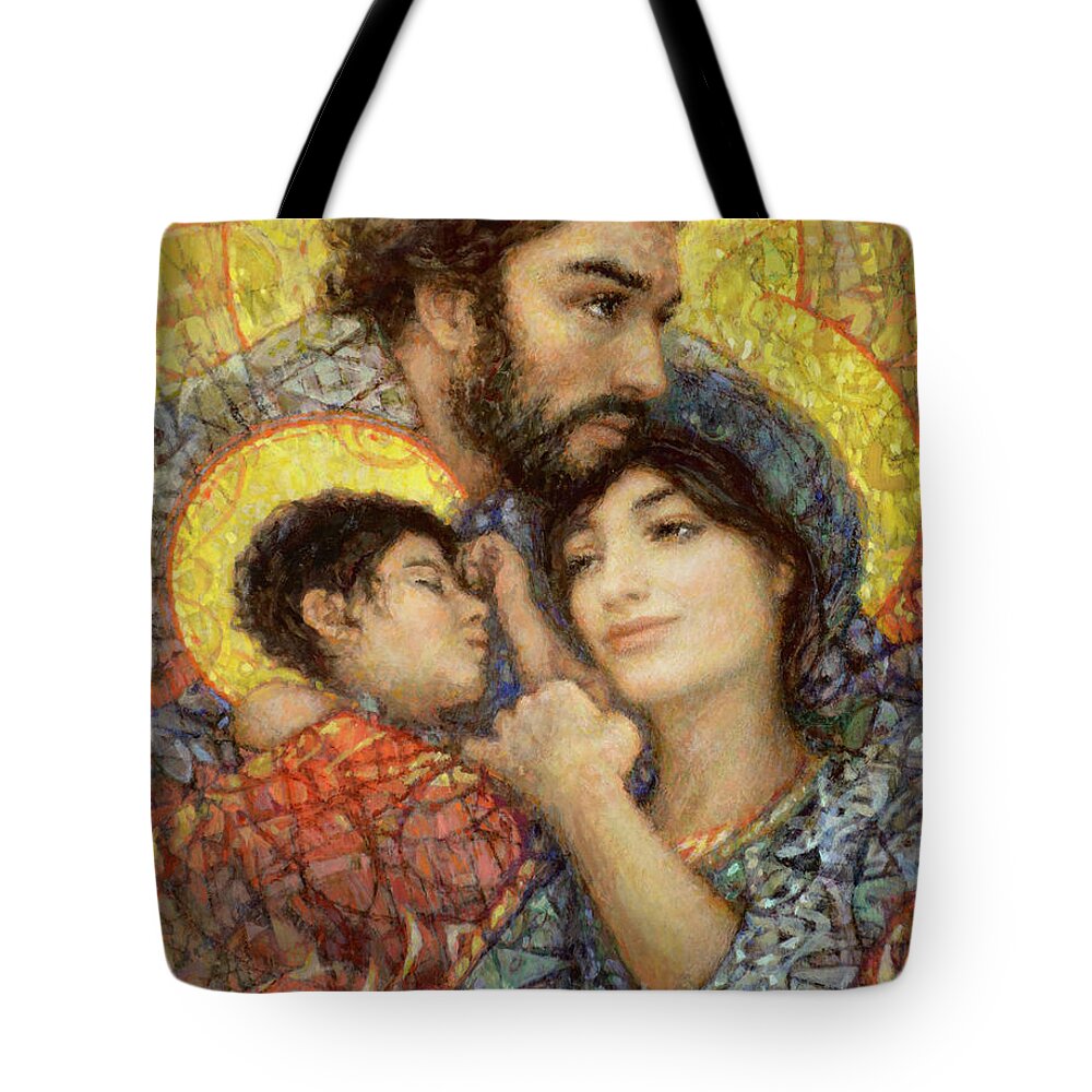 Holy Tote Bag featuring the painting The Holy Family of Nazareth by Smith Catholic Art
