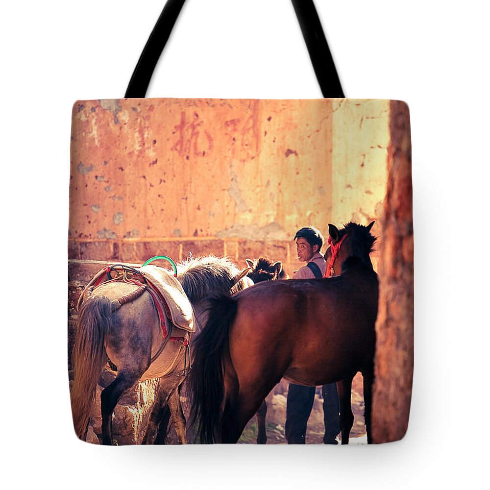 China Tote Bag featuring the photograph The Horseman by Mark Gomez