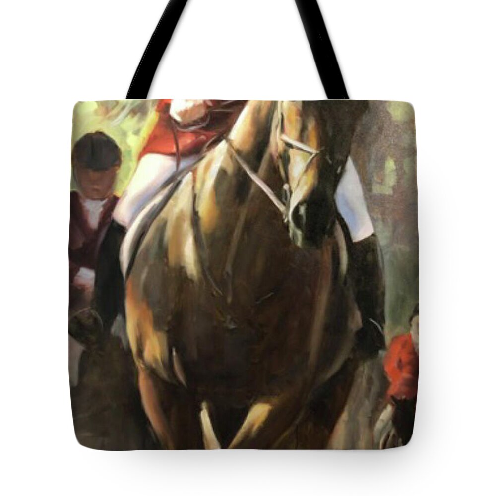 Horse Tote Bag featuring the painting The hunt master by Susan Bradbury
