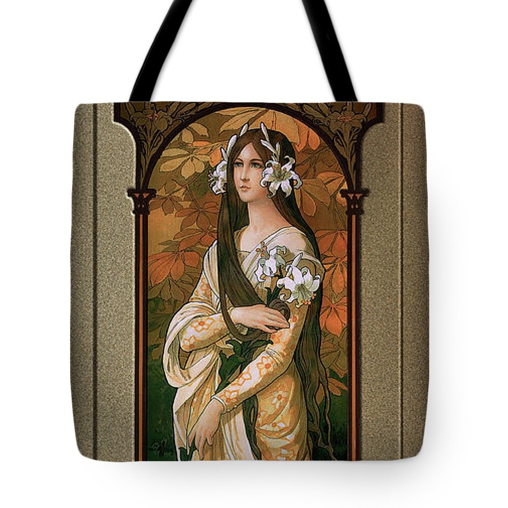 The Innocent Swan Tote Bag featuring the painting The Innocent Swan by Elisabeth Sonrel by Rolando Burbon