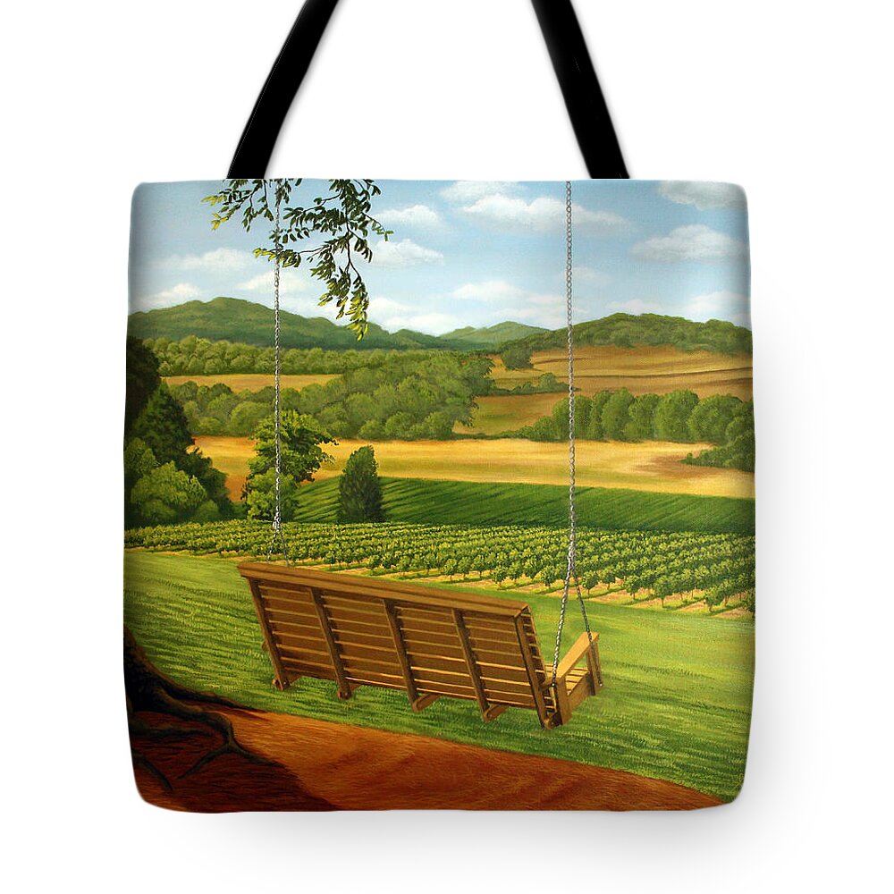 Vineyard Tote Bag featuring the painting The Invitation by Adrienne Dye