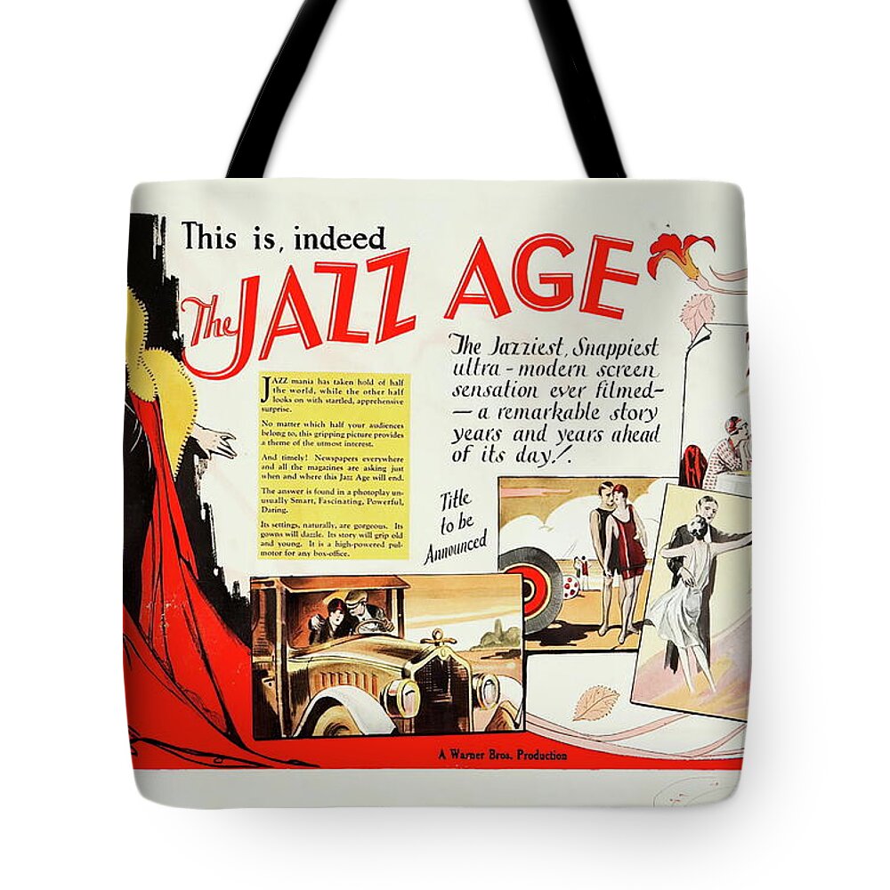 Jazz Tote Bag featuring the mixed media ''The Jazz Age'', 1929 by Movie World Posters
