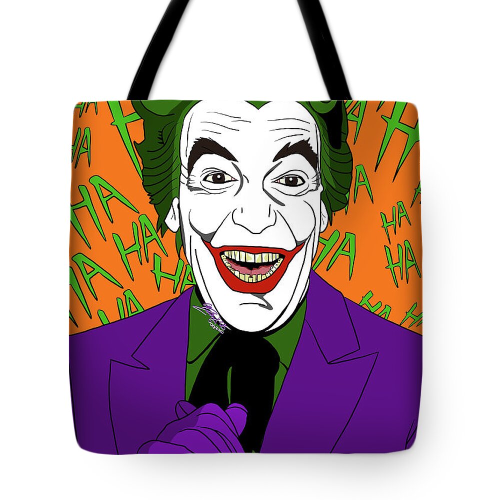 Cesar Romero Tote Bag featuring the digital art The Joker, the Clown Prince of Crime by Marisol VB
