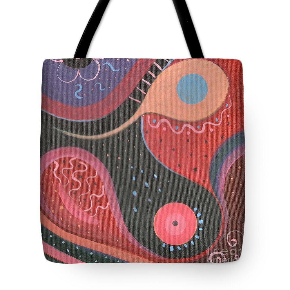 The Joy Of Design Lxviii Part 2 By Helena Tiainen Tote Bag featuring the painting The Joy of Design LXVIII Part 2 by Helena Tiainen