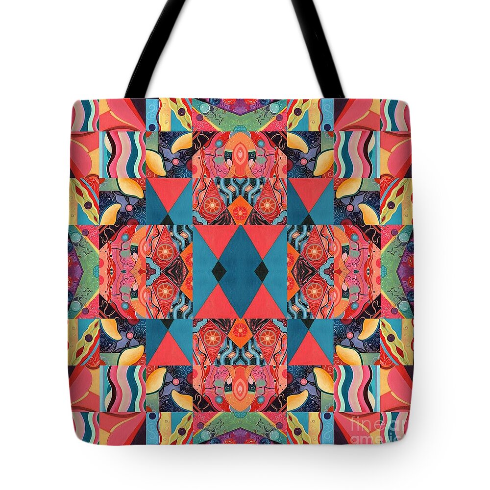 The Joy Of Design Mandala Series Puzzle 8 Arrangement 5 By Helena Tiainen Tote Bag featuring the painting The Joy of Design Mandala Series Puzzle 8 Arrangement 5 by Helena Tiainen