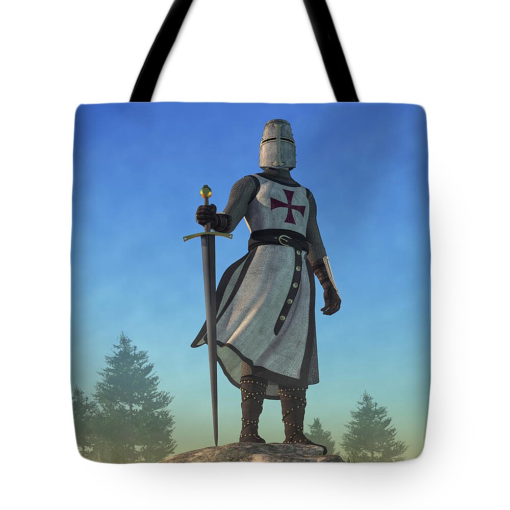 Knight Tote Bag featuring the digital art The Knight Templar by Daniel Eskridge