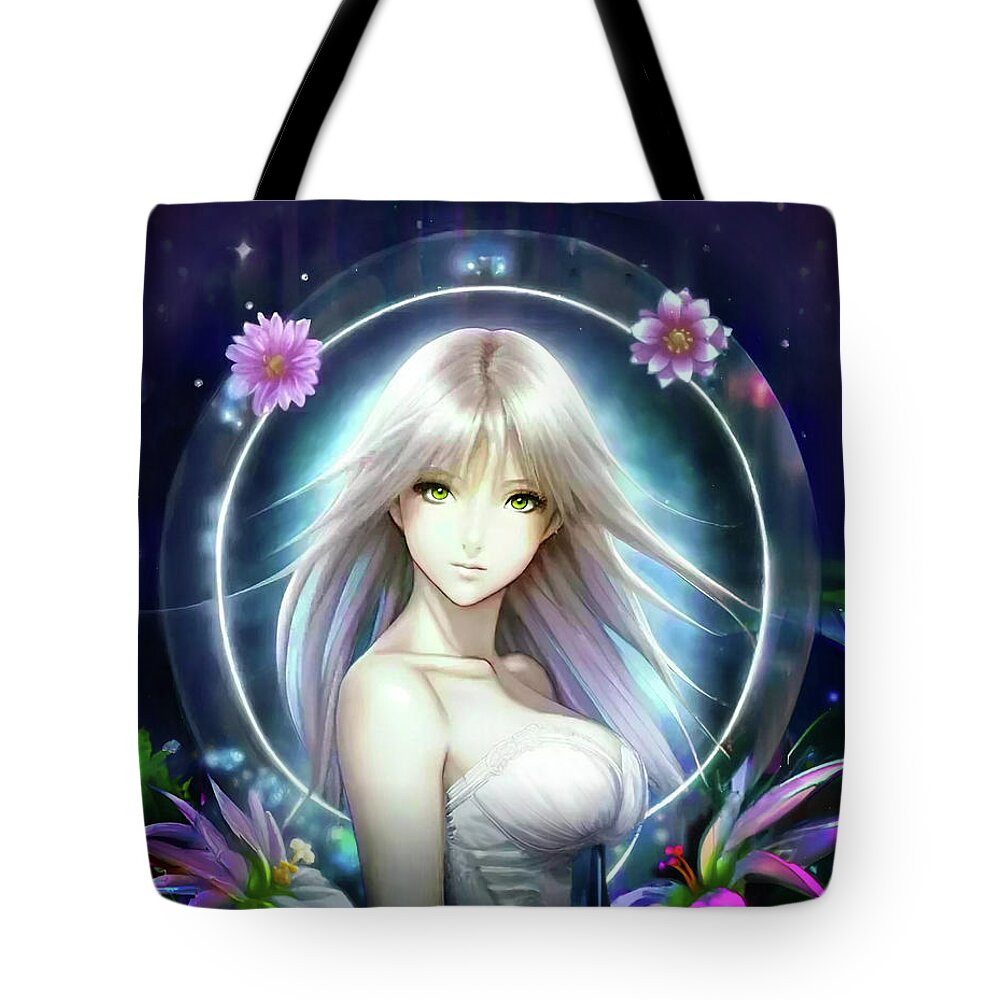 Healer Tote Bag featuring the digital art The Lady of the Mystic Portal by Shawn Dall