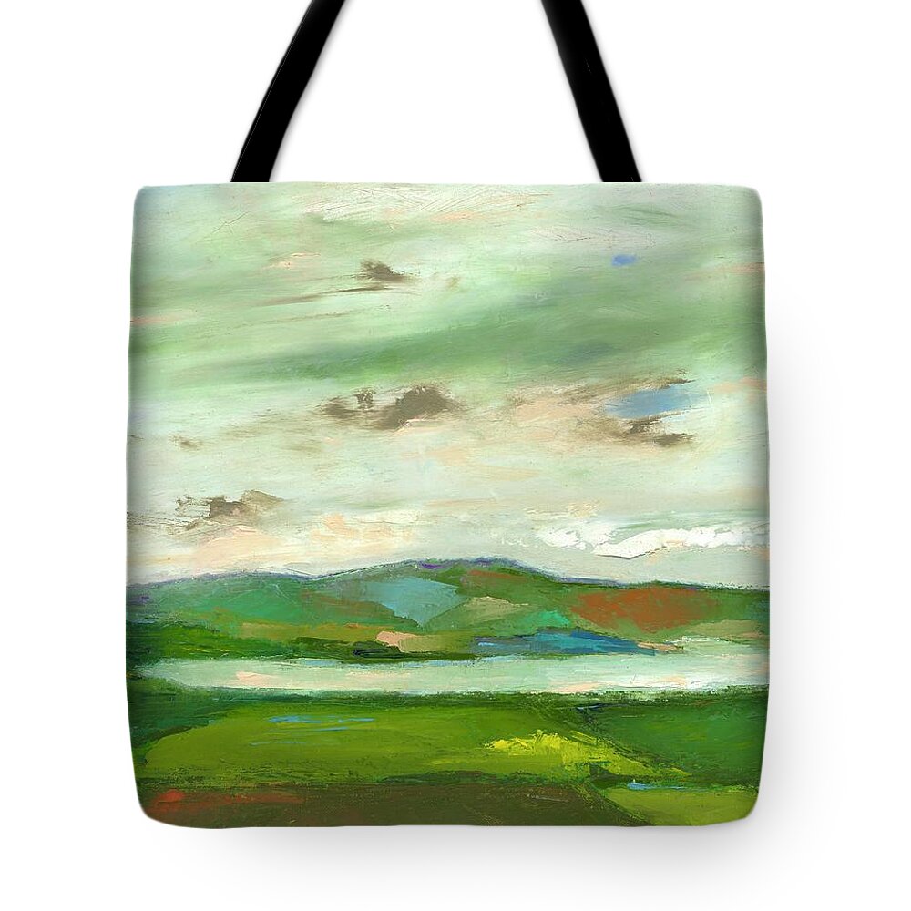 Lake Tote Bag featuring the painting The Lake by Roger Clarke