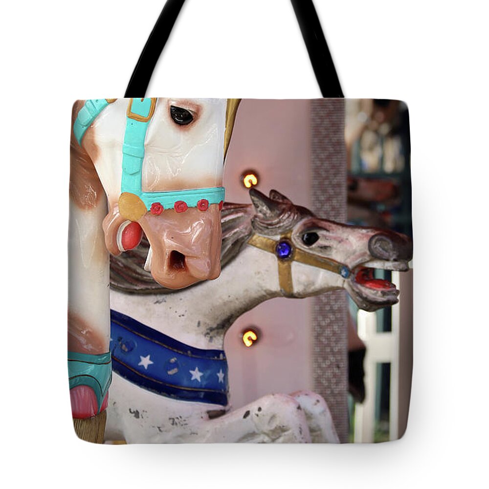 Carousel Tote Bag featuring the photograph The Last Ride by M Kathleen Warren