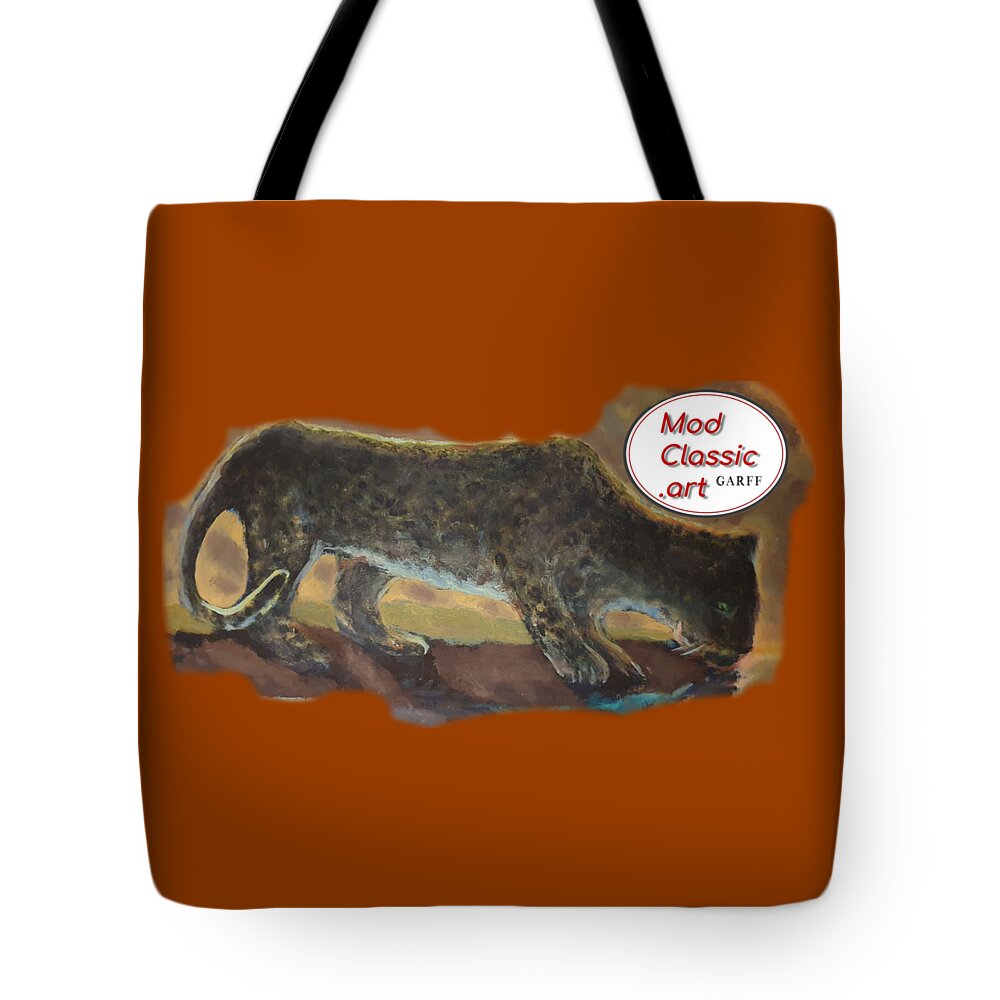Leopard Tote Bag featuring the painting The Leopard 'ModClassic Art by Enrico Garff