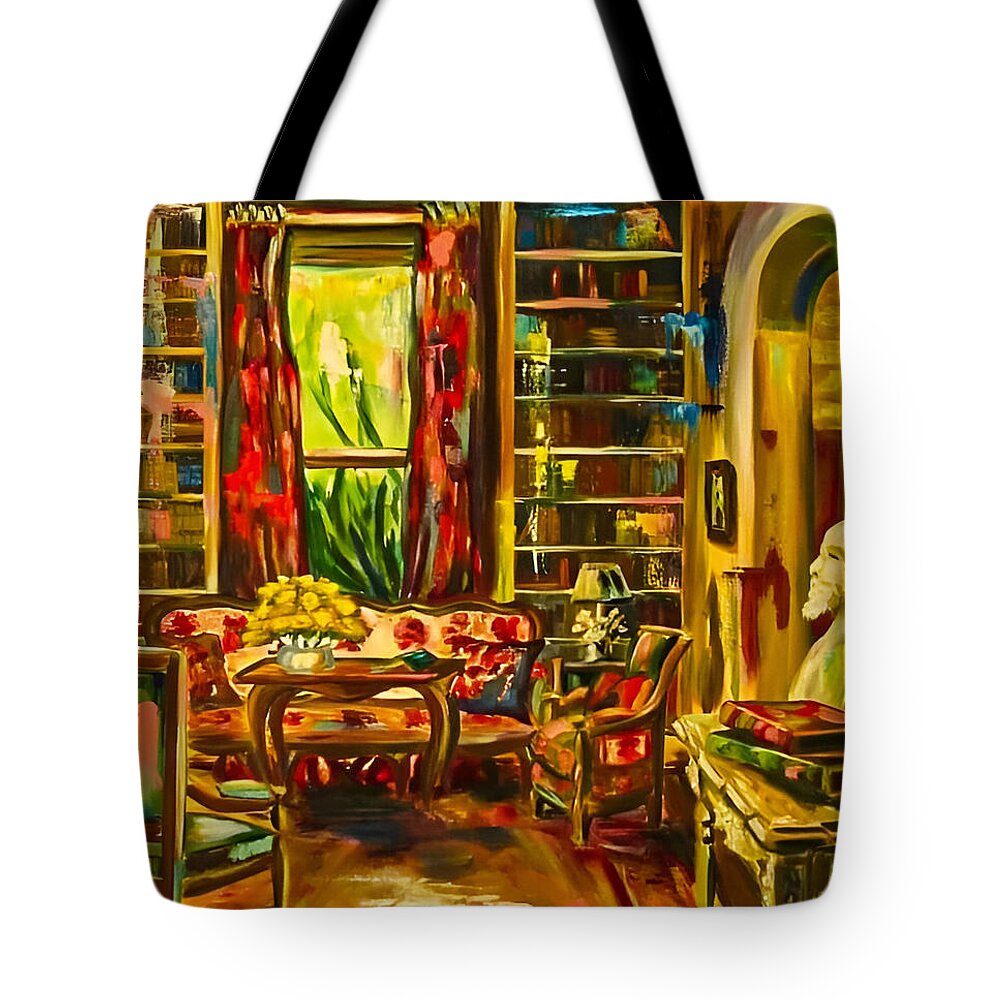 Interior Scene Tote Bag featuring the painting The Library by Sherrell Rodgers