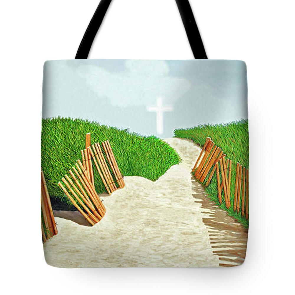 Cross Tote Bag featuring the painting THE LIGHT OF JESUS CHRIST ORIGINAL LENGTH-Prints of Painting-Decor-more by Mary Grden