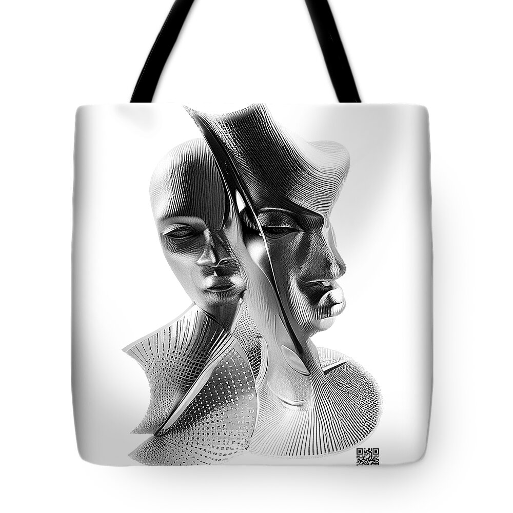 Portrait Tote Bag featuring the digital art The Listener by Rafael Salazar
