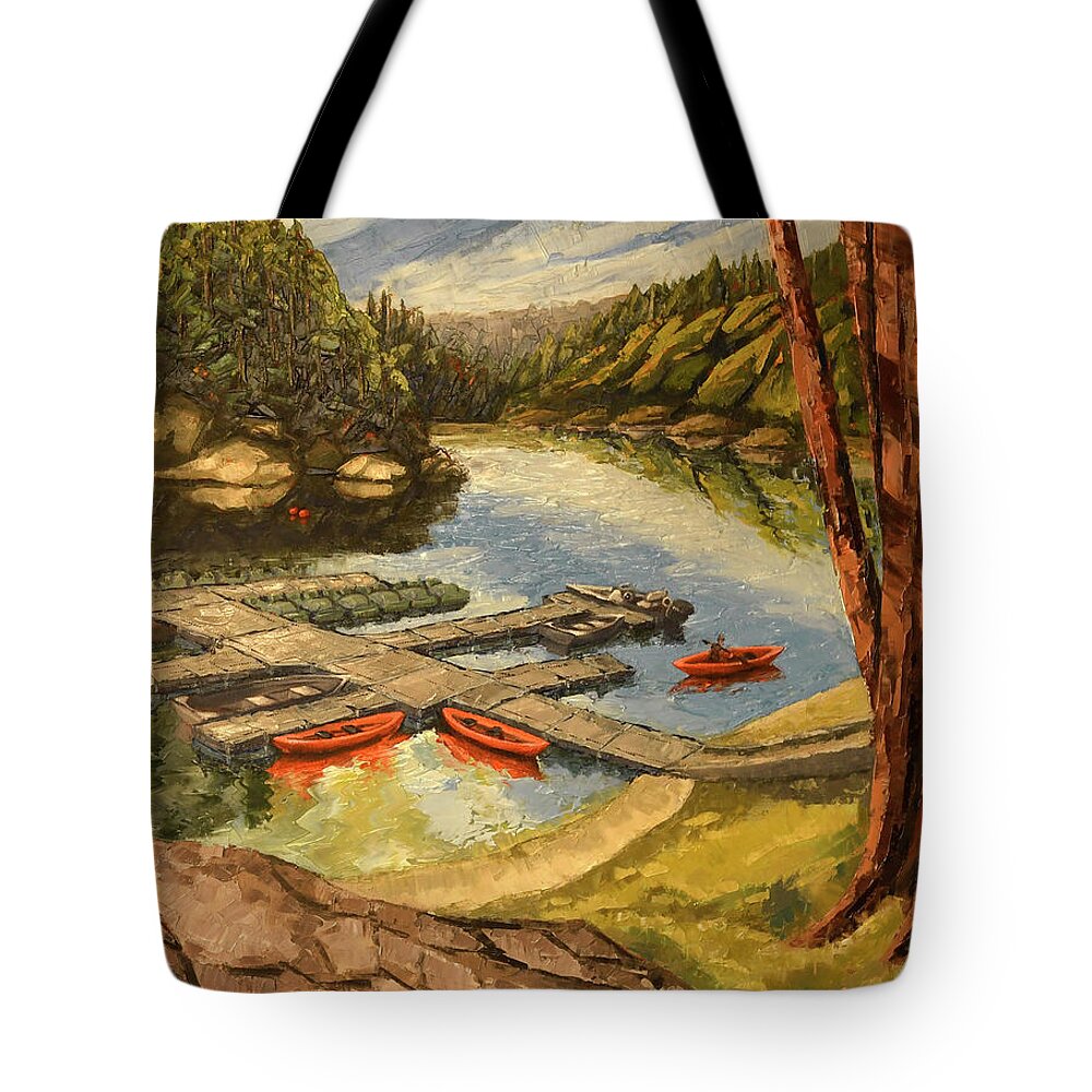 Loch Lomond Tote Bag featuring the painting The Loch by PJ Kirk