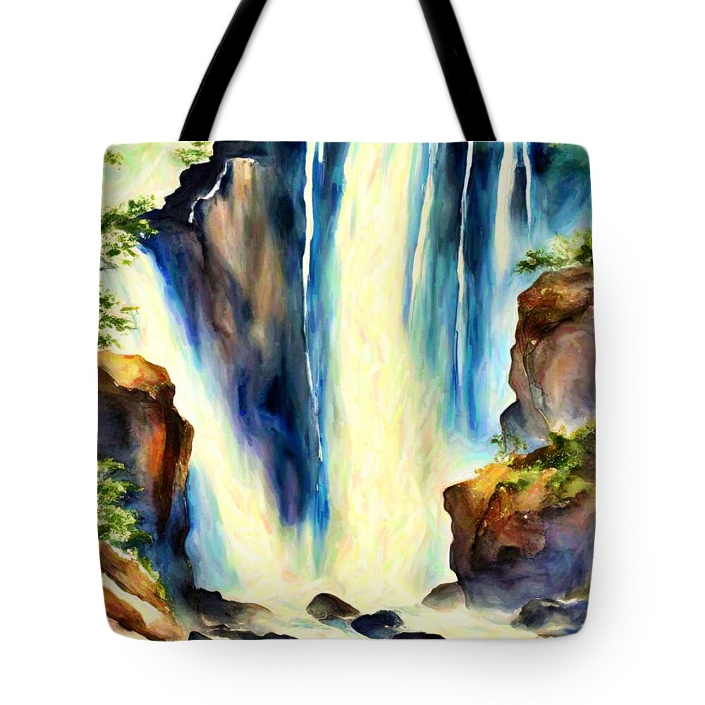 Art Tote Bag featuring the painting The Majestic waterfall by Digitly