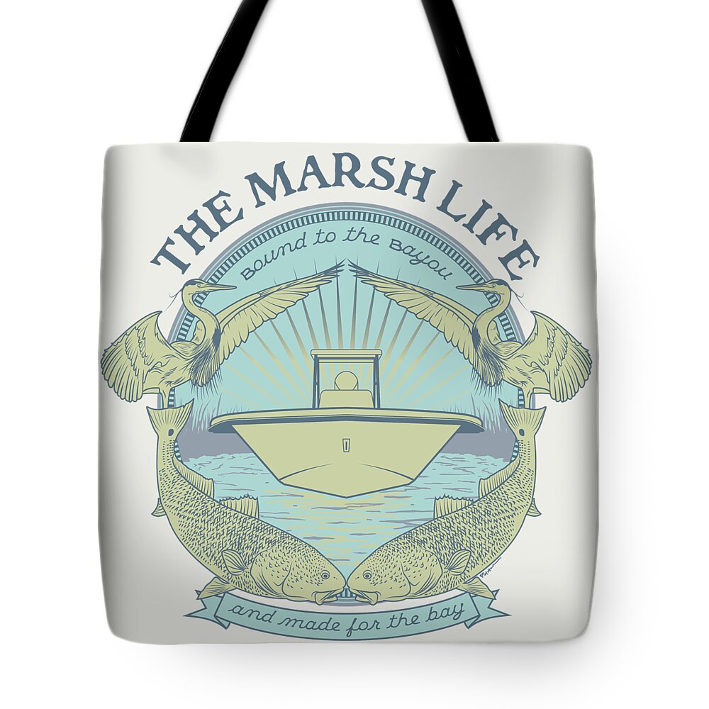 Saltwater Tote Bag featuring the digital art The Marsh Life by Kevin Putman