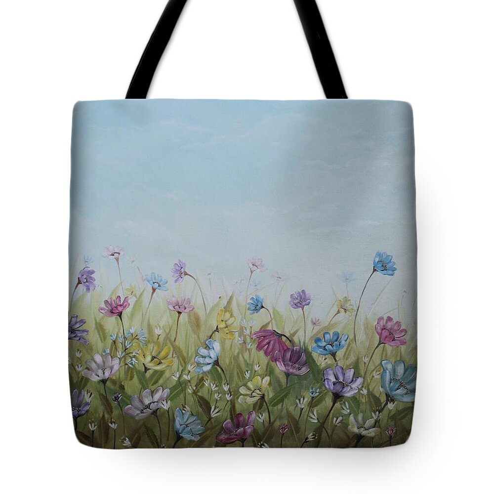 Meadow Tote Bag featuring the painting The Meadow by Berlynn