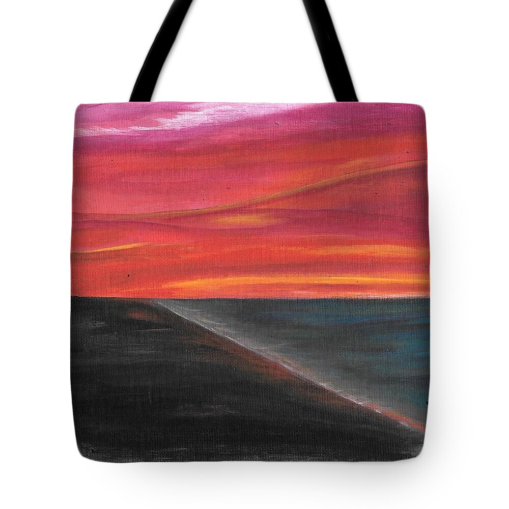 Sky. Sunset Tote Bag featuring the painting The Meeting by Esoteric Gardens KN