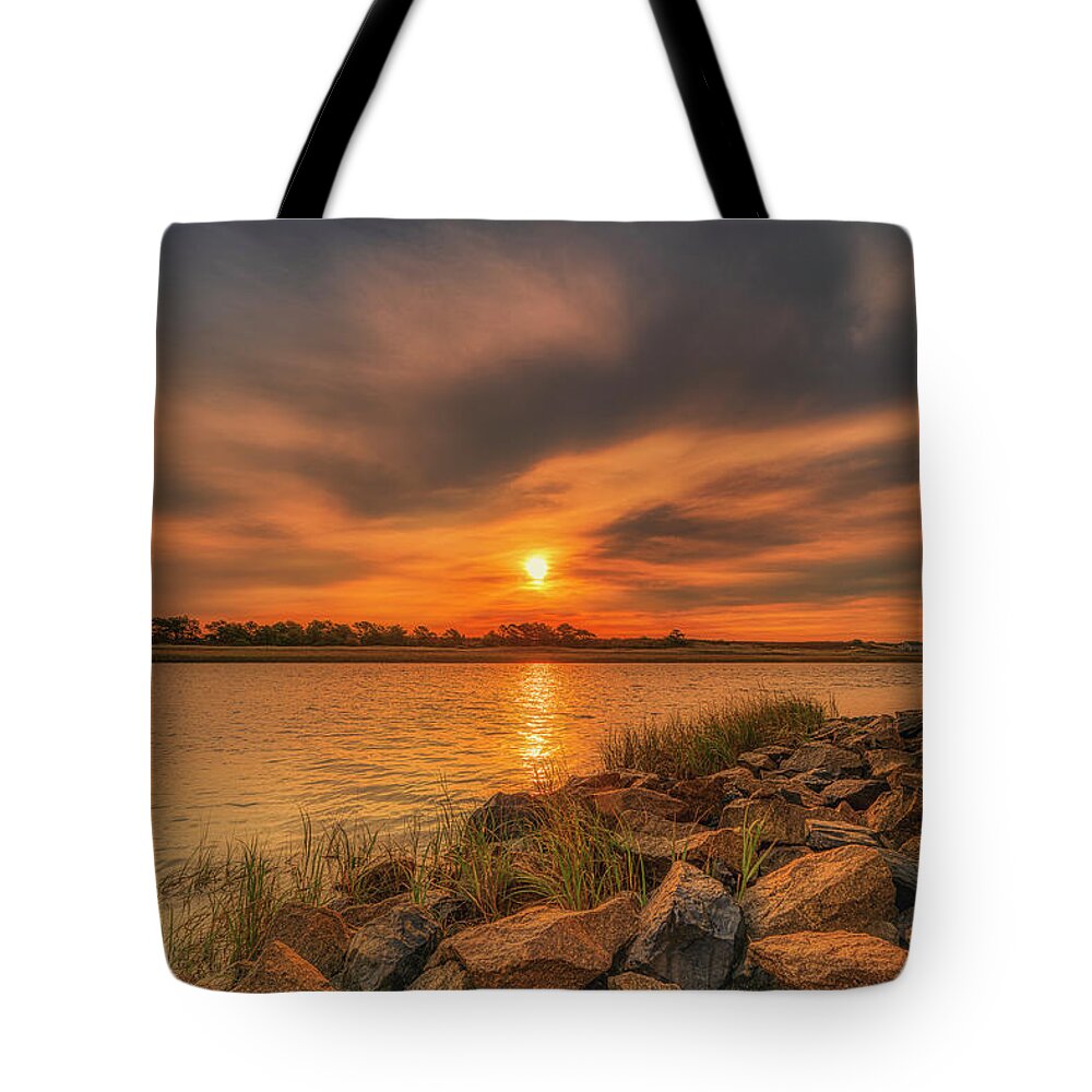 Ogunquit Tote Bag featuring the photograph The Morning Glow by Penny Polakoff