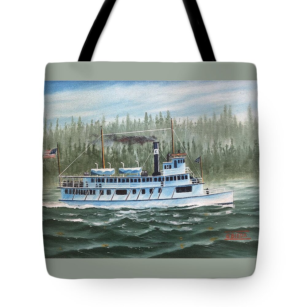 Mosquito Fleet Ferry Bremerton On Puget Sound Tote Bag featuring the painting The Mosquito Fleet Ferry Bremerton by George Bieda