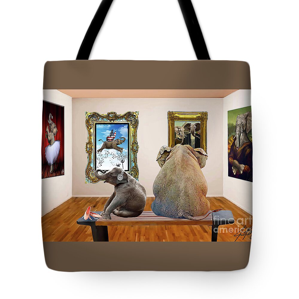 Jen Page Tote Bag featuring the digital art The Museum by Jennifer Page
