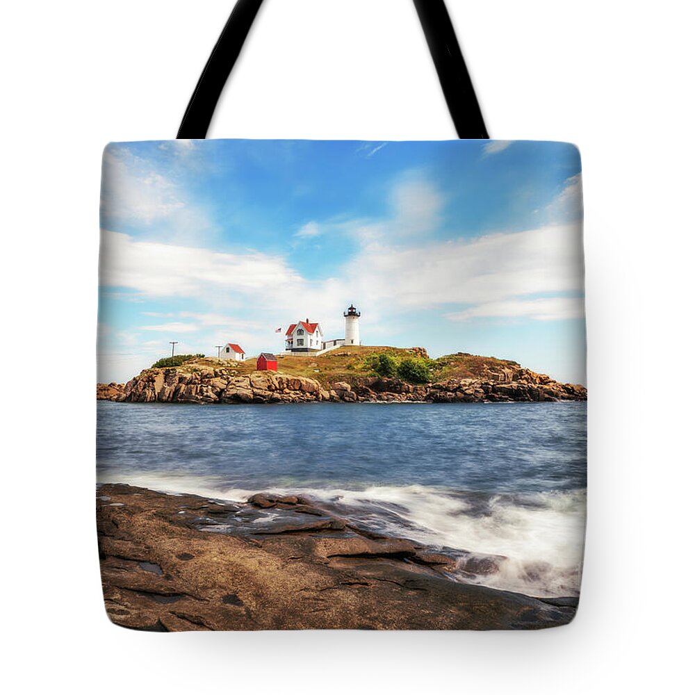 Maine Tote Bag featuring the photograph The Nubble by Sharon Seaward
