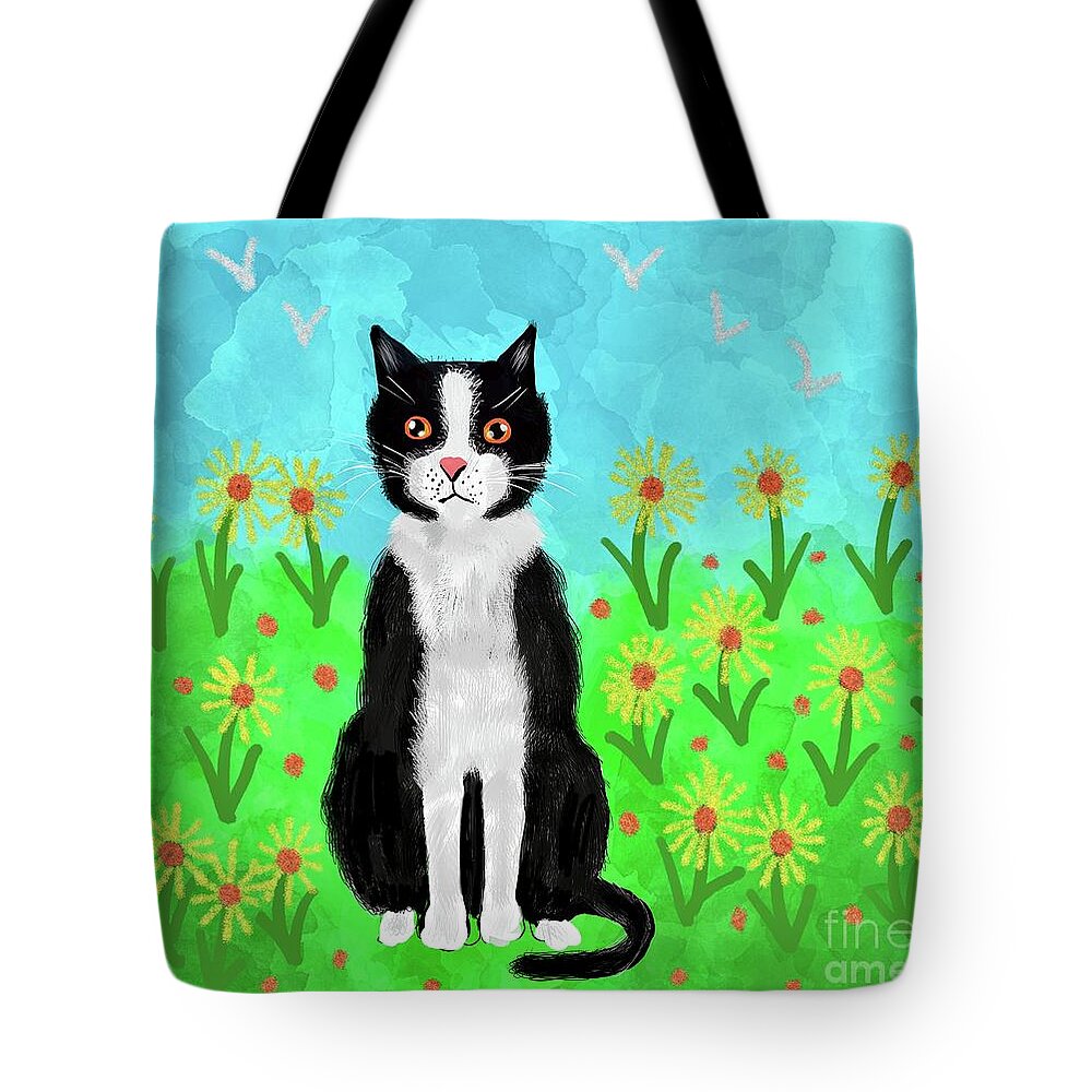 The Old Cat Tote Bag featuring the digital art The old cat by Elaine Hayward