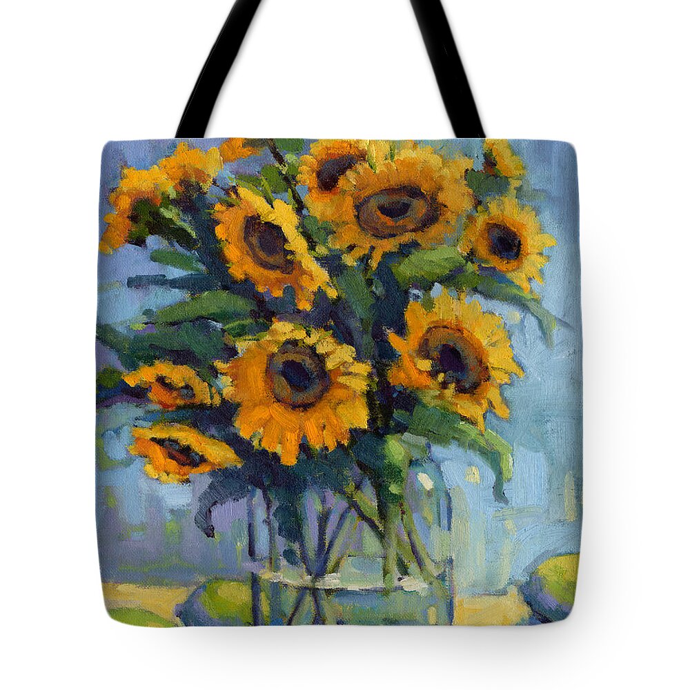 Sunflower Tote Bag featuring the painting The Optimists by Konnie Kim