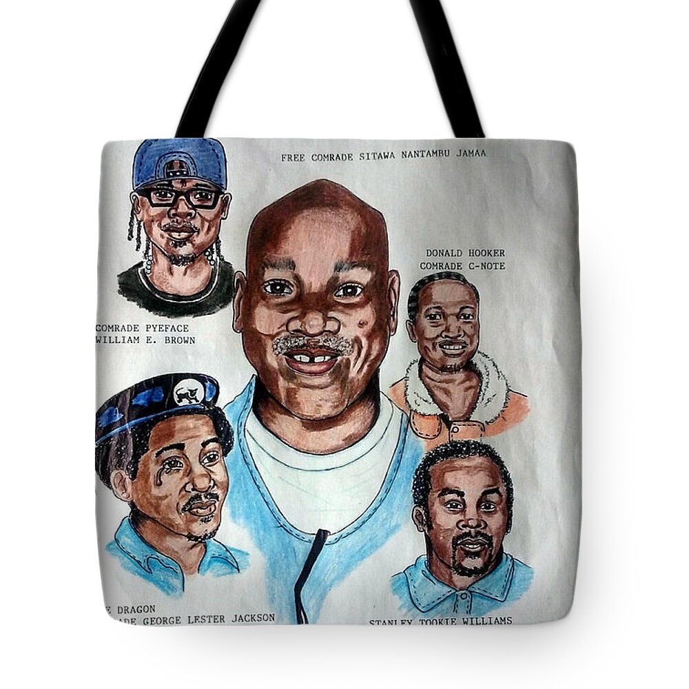 Black Art Tote Bag featuring the drawing The Peacemakers by Joedee