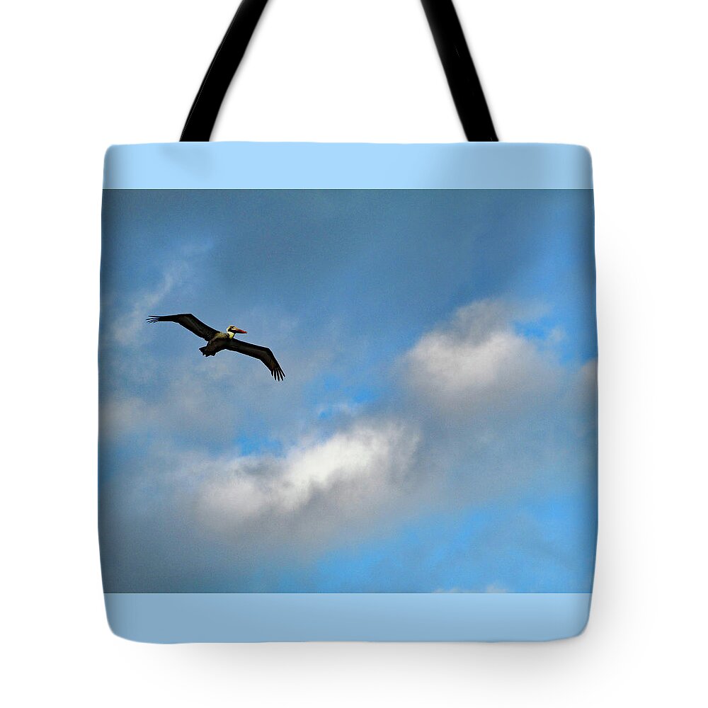 Pelican Tote Bag featuring the photograph The Pelican by Corinne Carroll