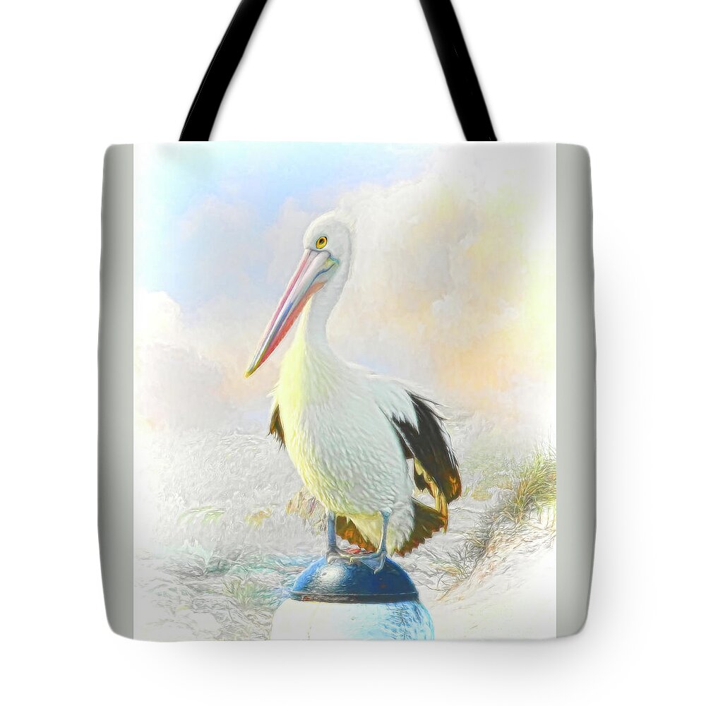 Pelican Tote Bag featuring the digital art The Pelican by Trudi Simmonds