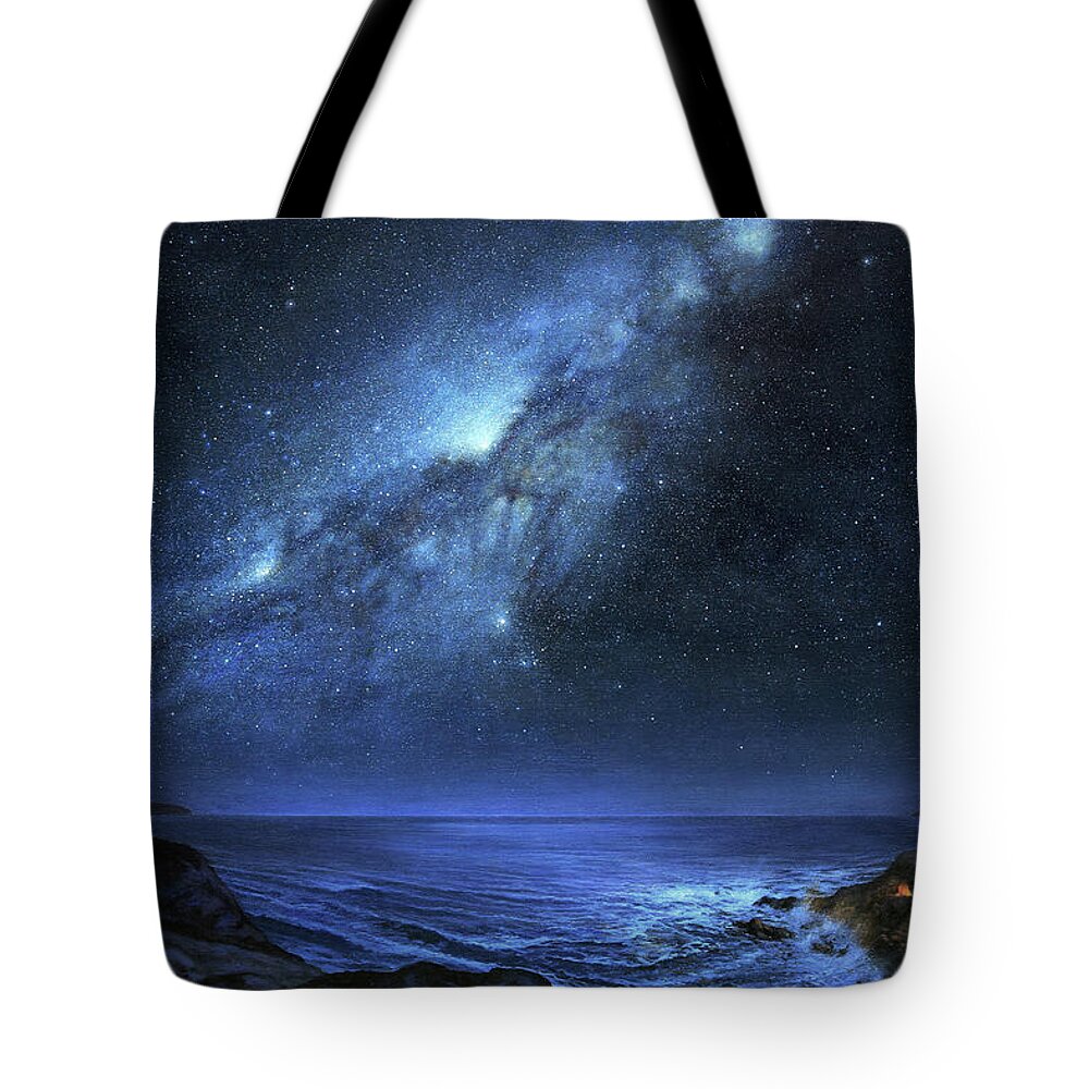 Milky Way Tote Bag featuring the painting The People of Pinnacle Point by Lucy West