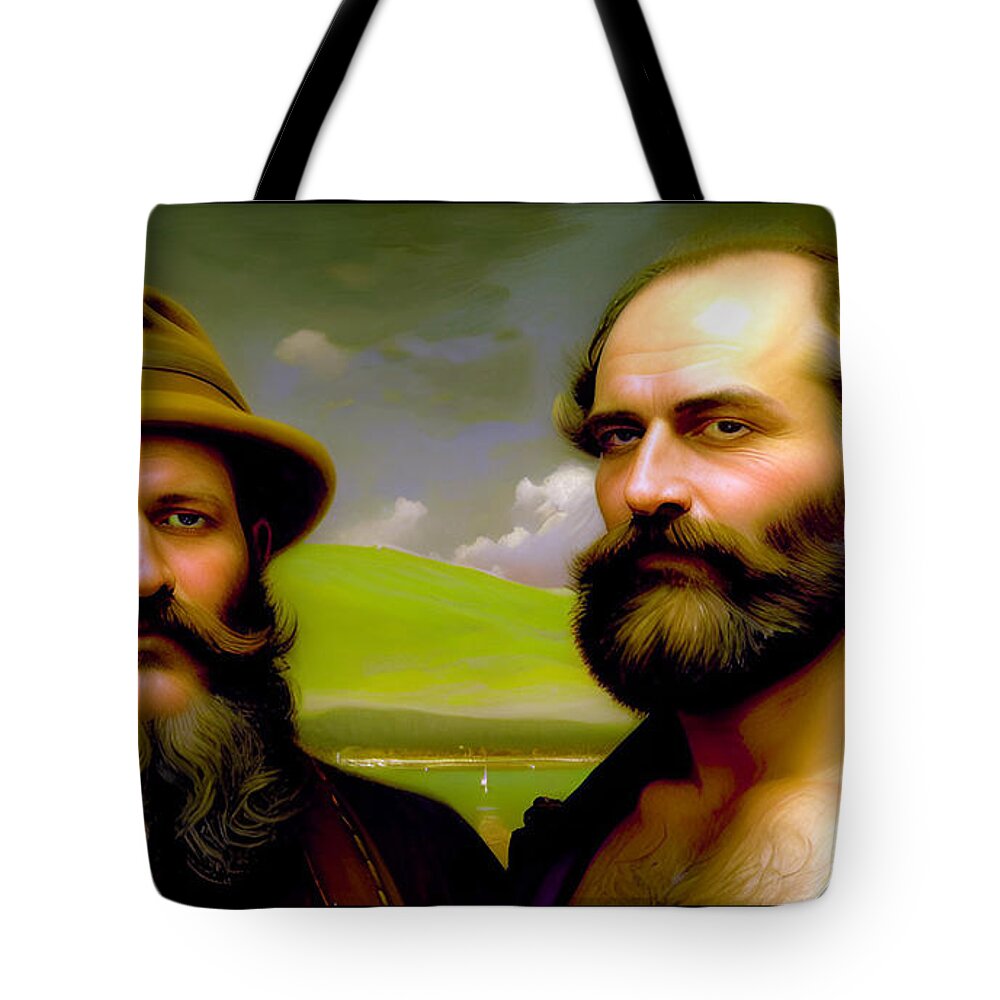 Handsome Men Tote Bag featuring the digital art The Pioneers by Shawn Dall