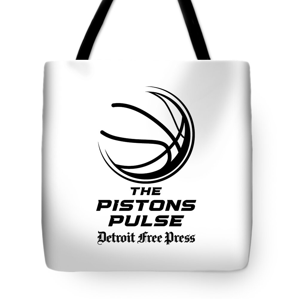 Pistons Tote Bag featuring the digital art The Pistons Pulse Black Logo by Gannett